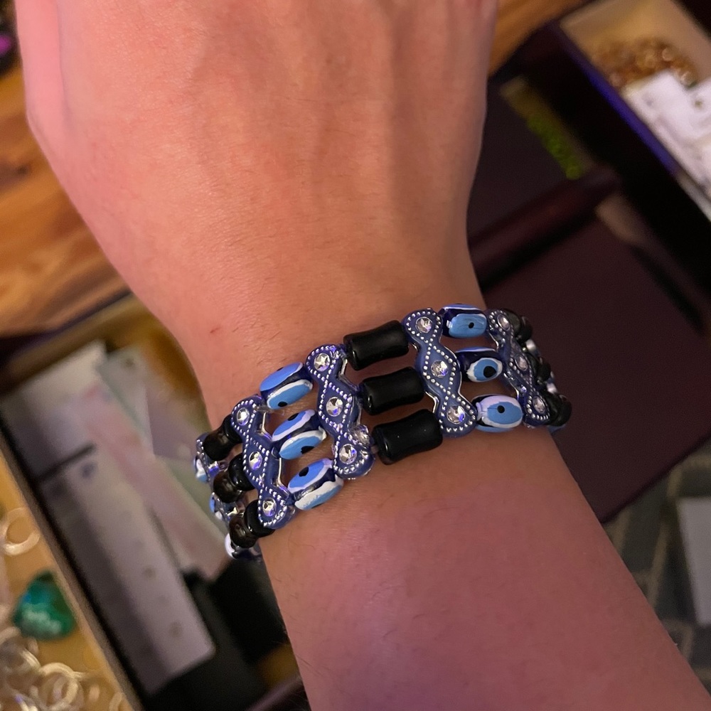 Blue bead worn against the evil eye